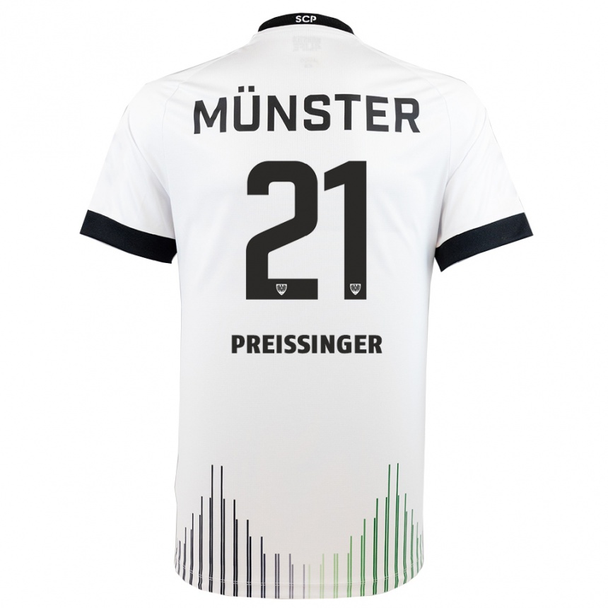 גברים כדורגל Rico Preißinger #21 לבן שחור הרחק ג'רזי 2025/26