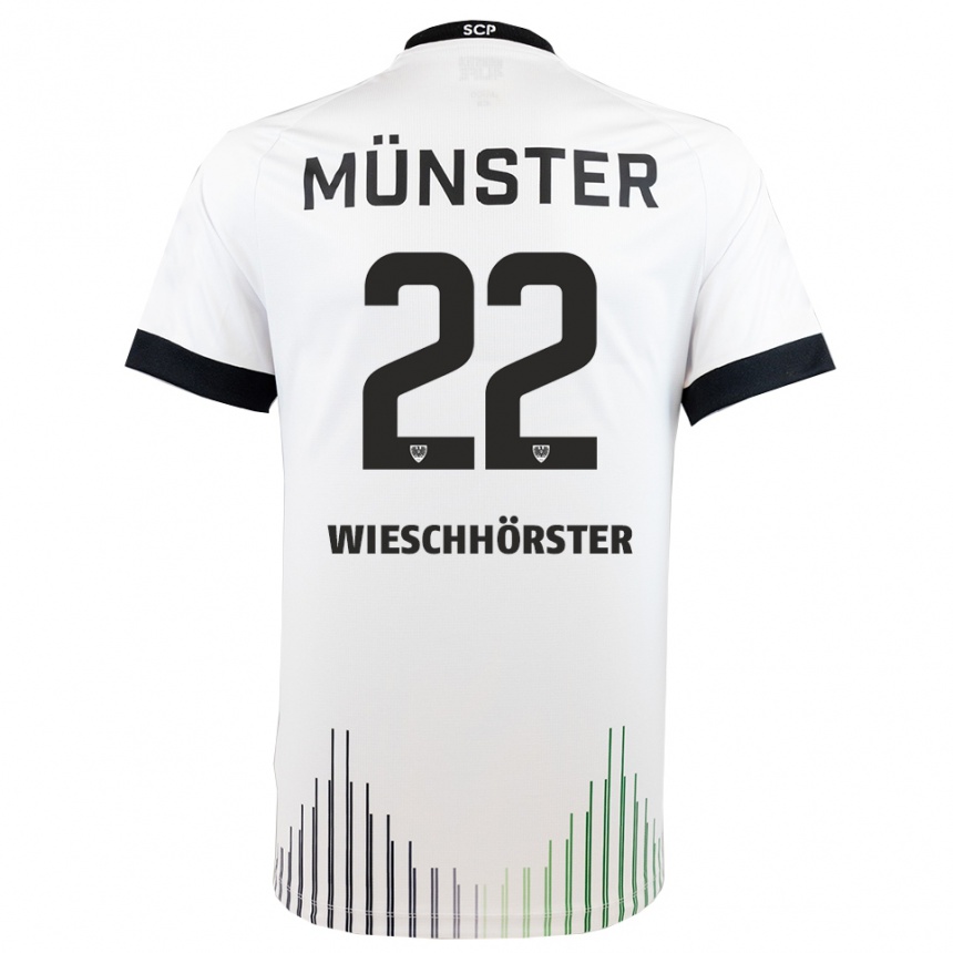 גברים כדורגל Falk Wieschhörster #22 לבן שחור הרחק ג'רזי 2025/26