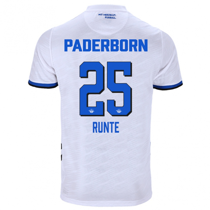 גברים כדורגל Marlon Runte #25 לבן כחול הרחק ג'רזי 2025/26