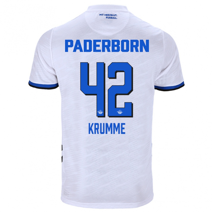 גברים כדורגל קווין קרום #42 לבן כחול הרחק ג'רזי 2025/26