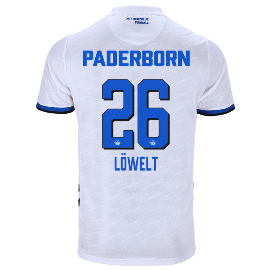 גברים כדורגל Luca Löwelt #26 לבן כחול הרחק ג'רזי 2025/26