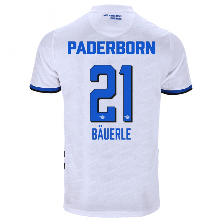 גברים כדורגל Anton Bäuerle #21 לבן כחול הרחק ג'רזי 2025/26