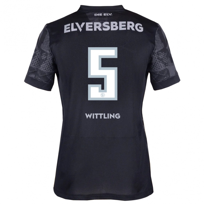 גברים כדורגל Emilia Wittling #5 שחור אפור הרחק ג'רזי 2025/26