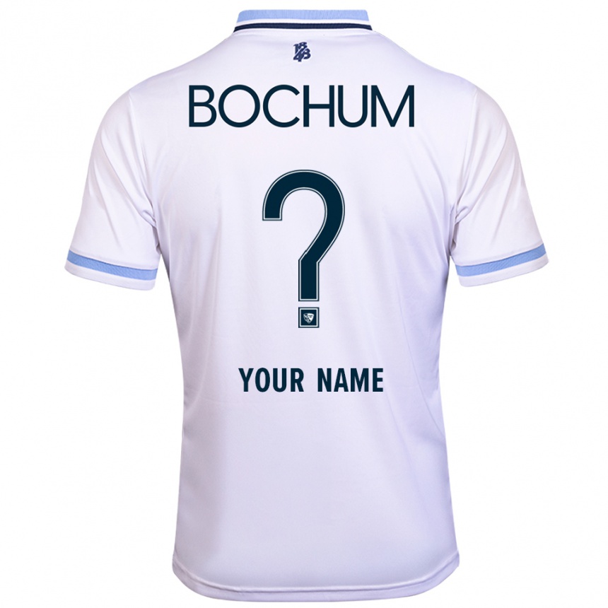 גברים כדורגל השם שלך #0 לבן תכלת הרחק ג'רזי 2025/26