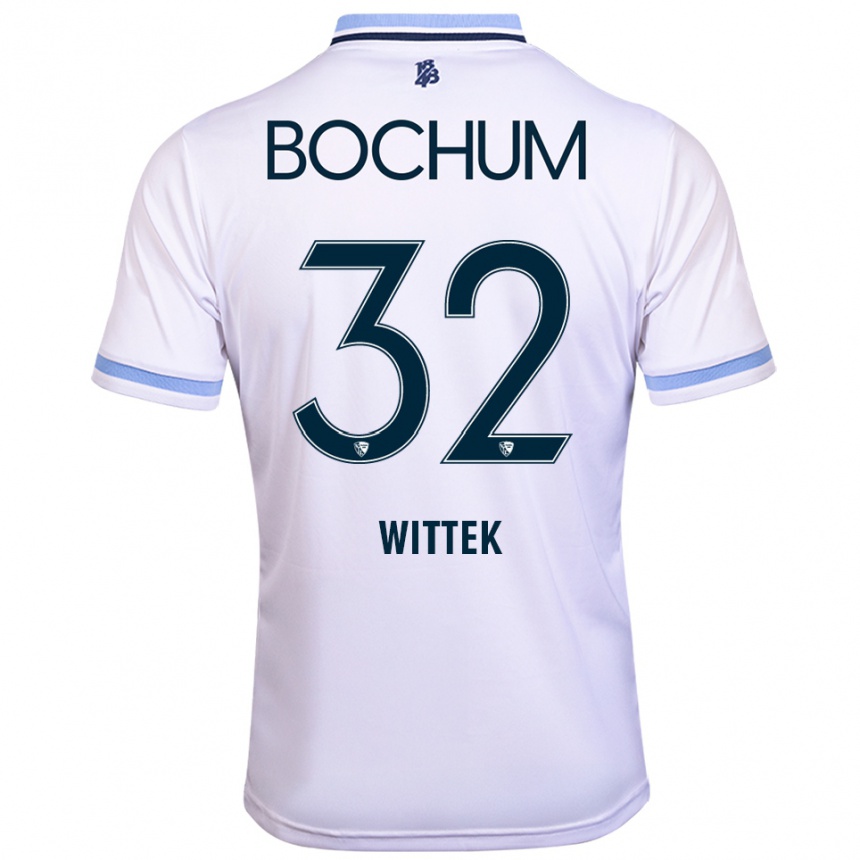 גברים כדורגל מקסימיליאן ויטק #32 לבן תכלת הרחק ג'רזי 2025/26