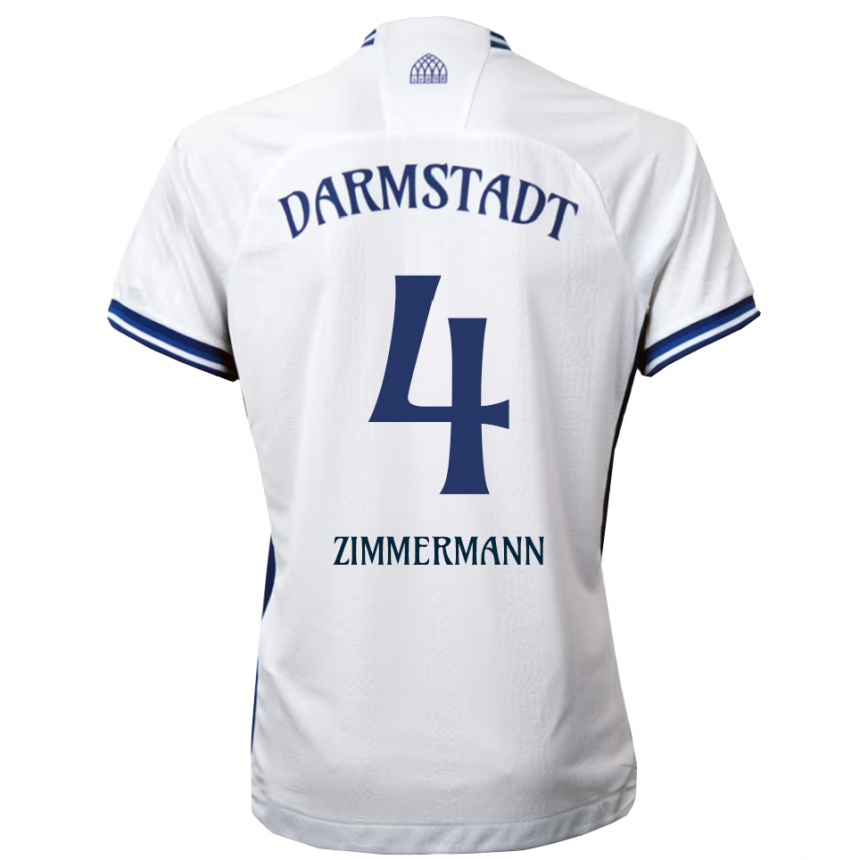 גברים כדורגל כריסטוף צימרמן #4 לבן כחול הרחק ג'רזי 2025/26