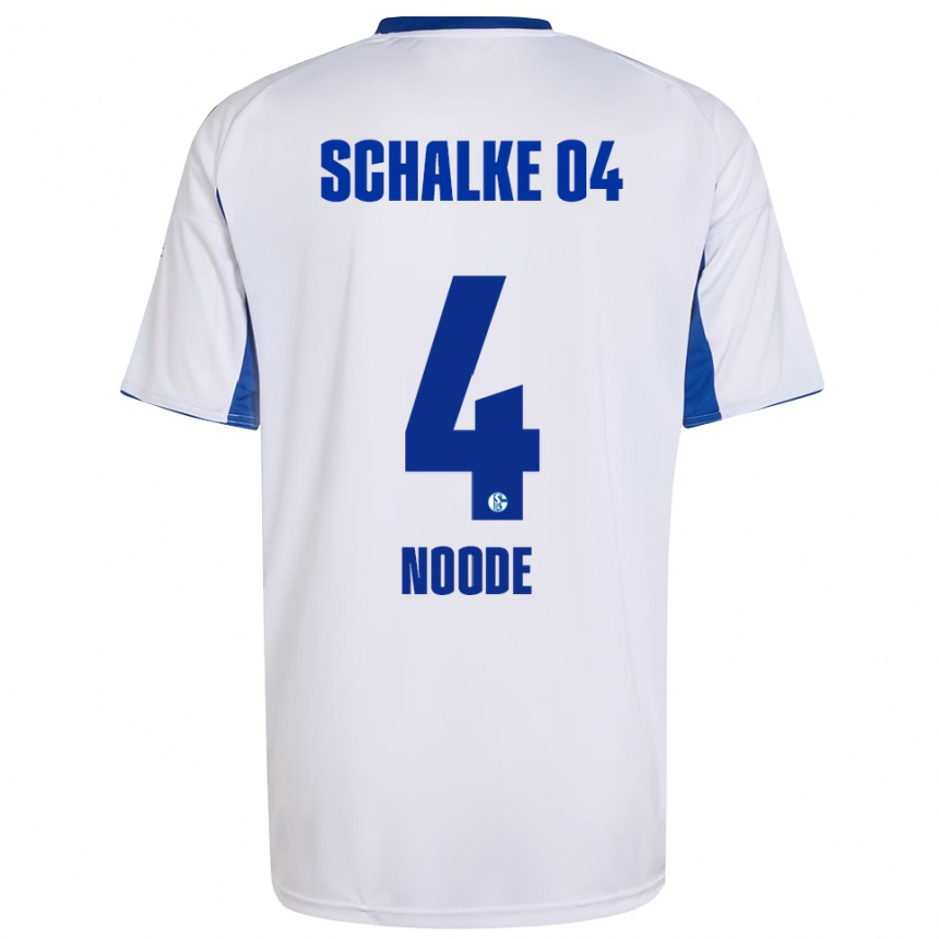 גברים כדורגל Steve Noode #4 לבן כחול הרחק ג'רזי 2025/26