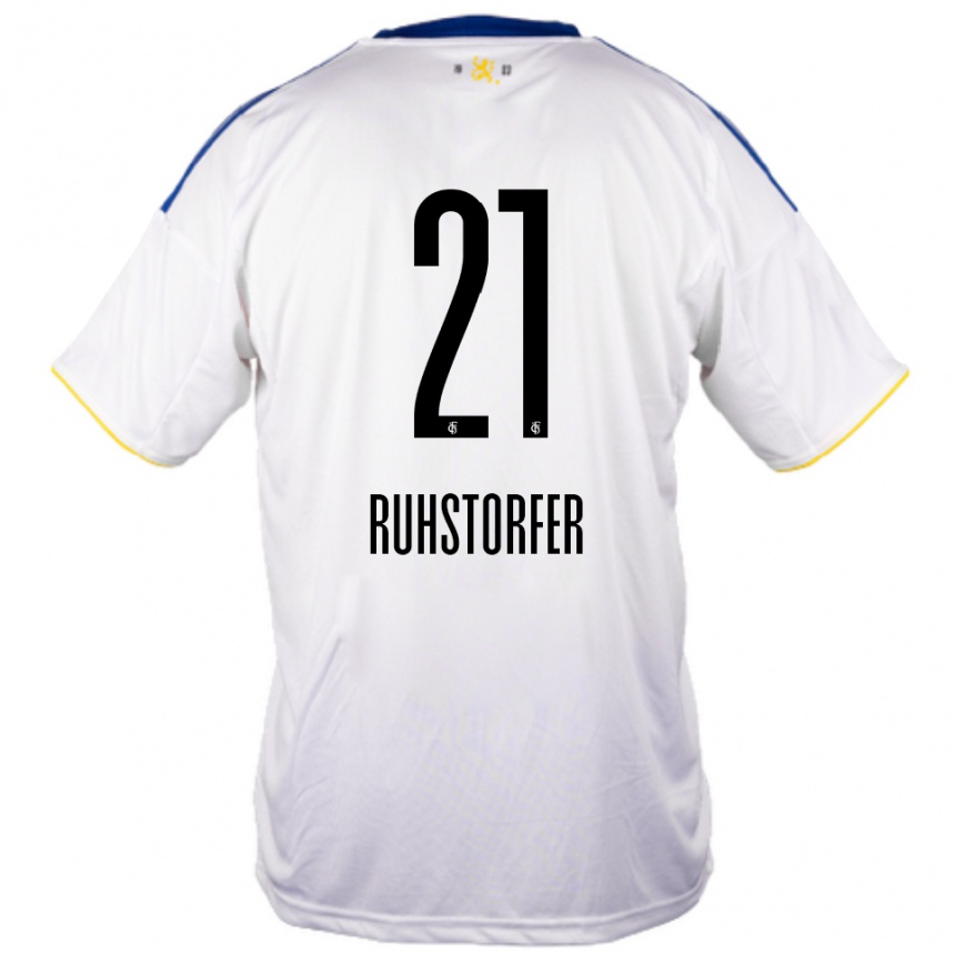 גברים כדורגל Kimberly Ruhstorfer #21 לבן כחול צהוב הרחק ג'רזי 2025/26