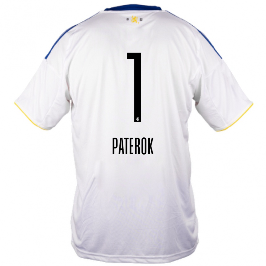 גברים כדורגל טים פטרוק #1 לבן כחול צהוב הרחק ג'רזי 2025/26