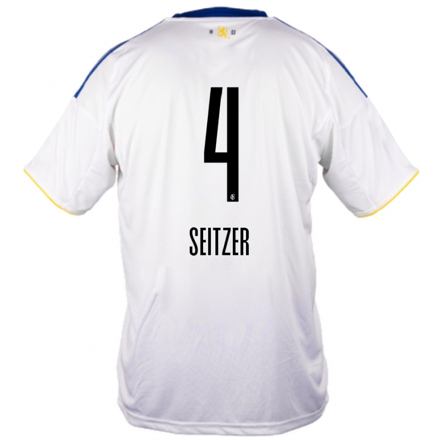 גברים כדורגל Max Seitzer #4 לבן כחול צהוב הרחק ג'רזי 2025/26