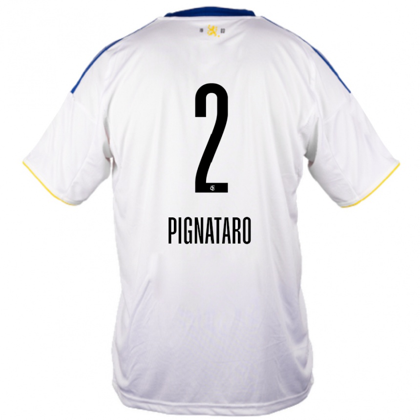 גברים כדורגל Leo Pignataro #2 לבן כחול צהוב הרחק ג'רזי 2025/26