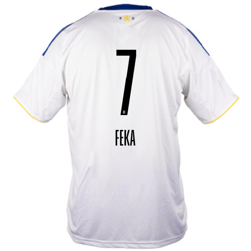 גברים כדורגל Lukas Feka #7 לבן כחול צהוב הרחק ג'רזי 2025/26