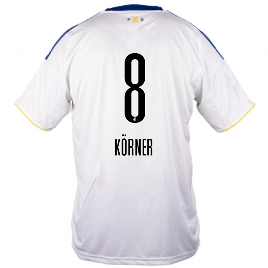 גברים כדורגל Anna Körner #8 לבן כחול צהוב הרחק ג'רזי 2025/26