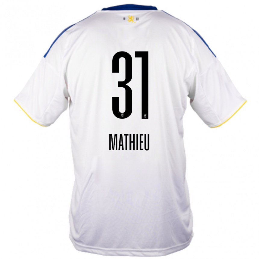 גברים כדורגל Sammy Mathieu #31 לבן כחול צהוב הרחק ג'רזי 2025/26