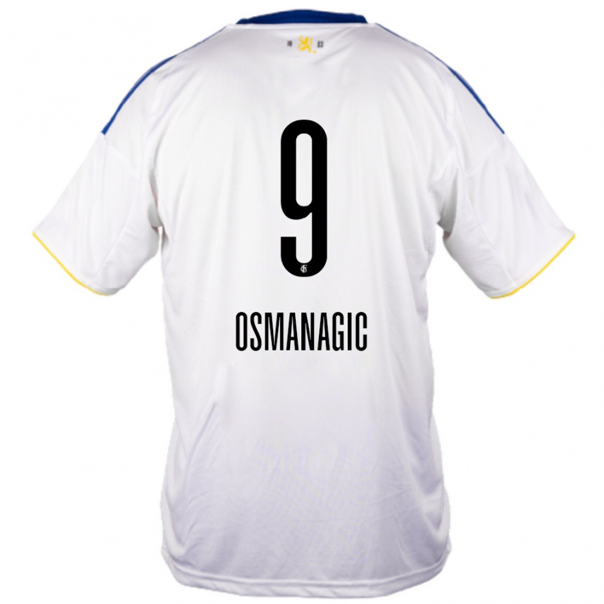 גברים כדורגל Zinedin Osmanagic #9 לבן כחול צהוב הרחק ג'רזי 2025/26