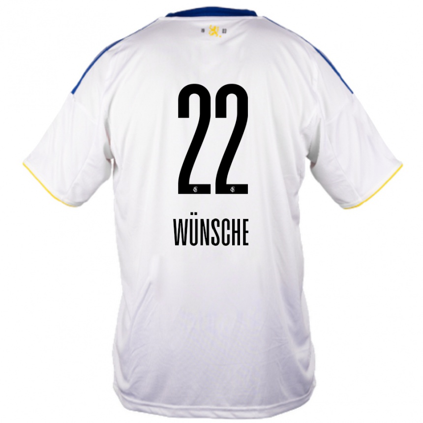 גברים כדורגל Hannah Wünsche #22 לבן כחול צהוב הרחק ג'רזי 2025/26