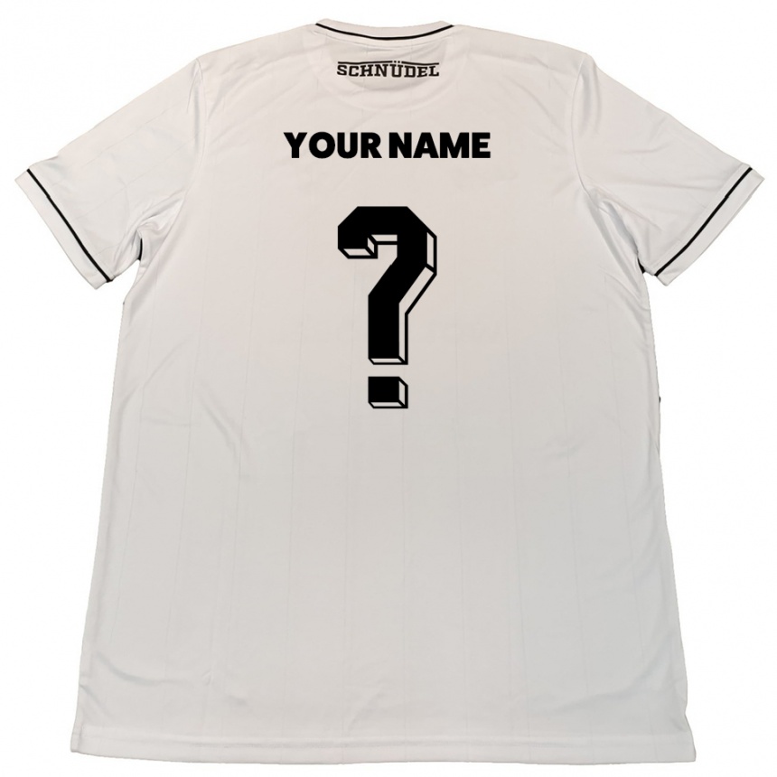 גברים כדורגל השם שלך #0 לבן שחור הרחק ג'רזי 2025/26