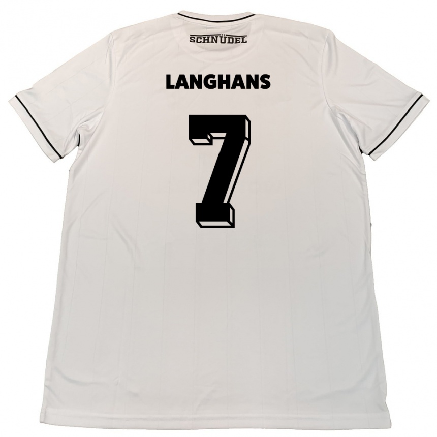גברים כדורגל לאונרד לאנגהאנס #7 לבן שחור הרחק ג'רזי 2025/26