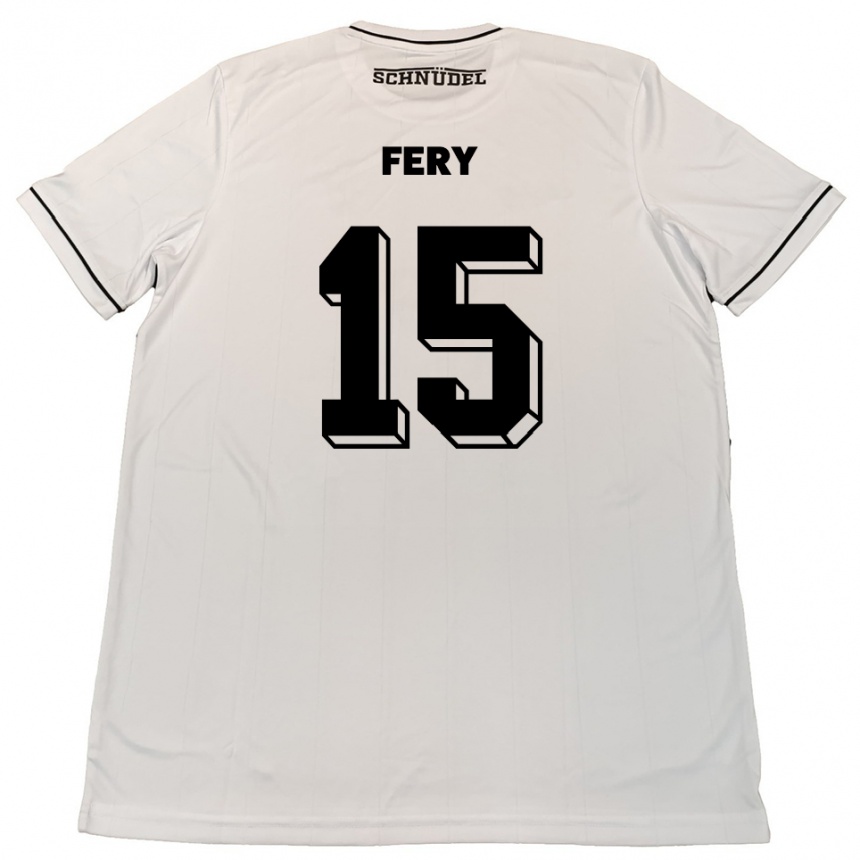 גברים כדורגל קווין פרי #15 לבן שחור הרחק ג'רזי 2025/26