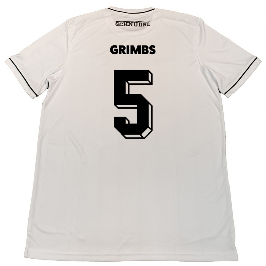 גברים כדורגל ניקו גרימבס #5 לבן שחור הרחק ג'רזי 2025/26