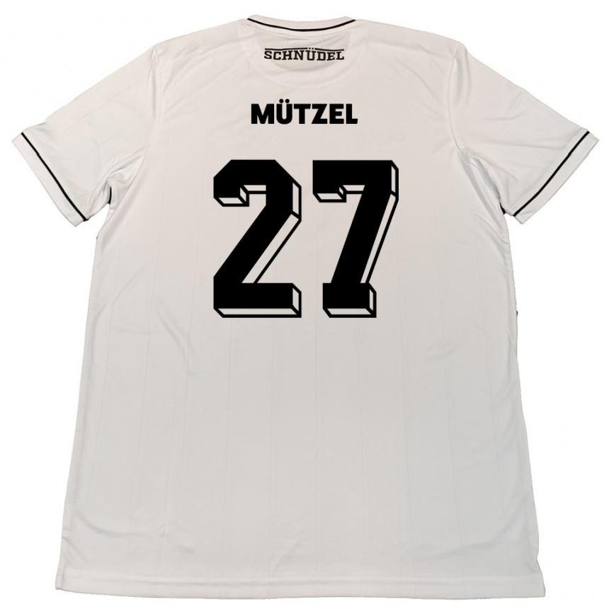 גברים כדורגל Nuno Mützel #27 לבן שחור הרחק ג'רזי 2025/26