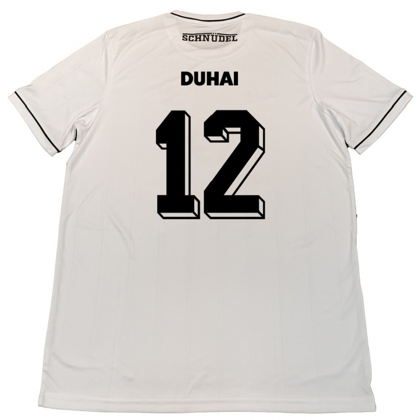 גברים כדורגל קונסטנטין דוהאי #12 לבן שחור הרחק ג'רזי 2025/26