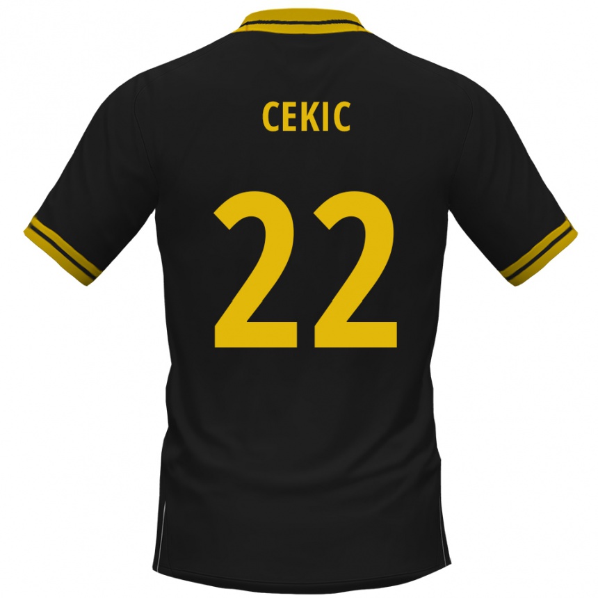 גברים כדורגל עדנאן צ'יקיץ' #22 שחור צהוב הרחק ג'רזי 2025/26