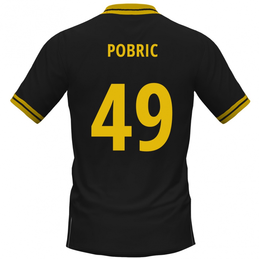 גברים כדורגל Mika Pobric #49 שחור צהוב הרחק ג'רזי 2025/26