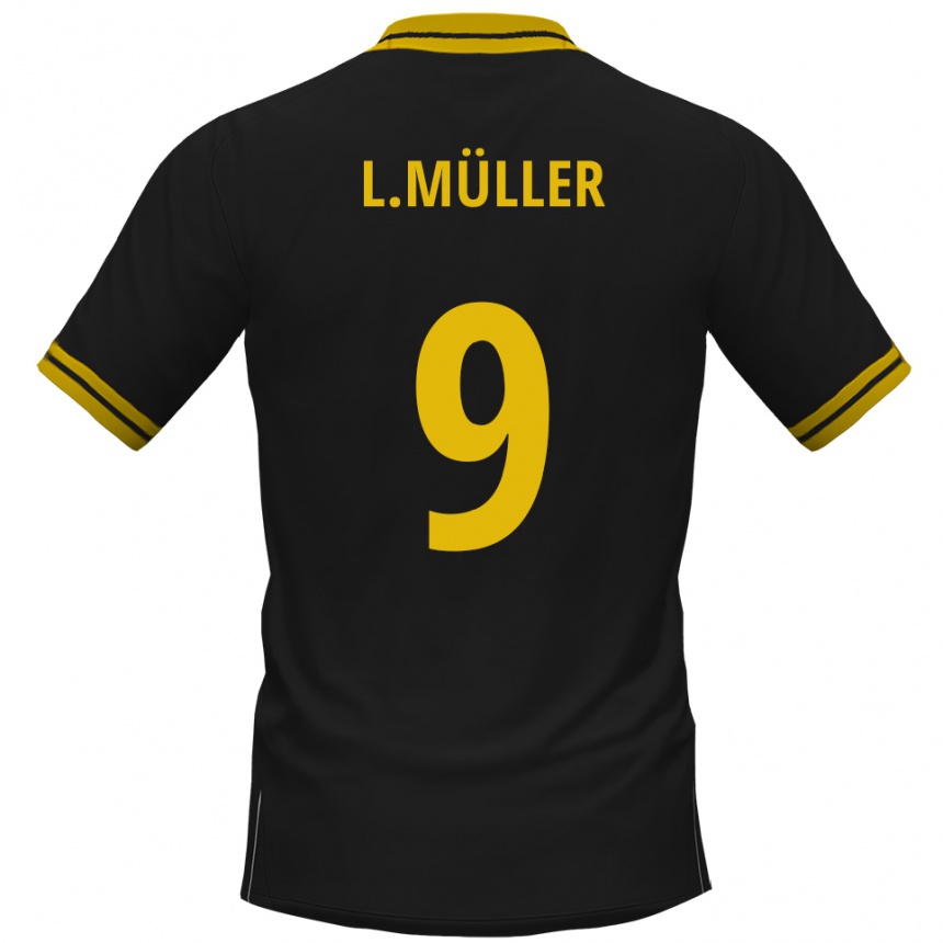 גברים כדורגל Levyn Müller #9 שחור צהוב הרחק ג'רזי 2025/26