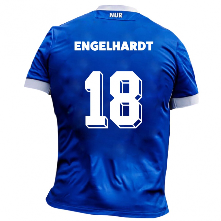 גברים כדורגל אריק אנגלהרדט #18 כחול לבן הרחק ג'רזי 2025/26