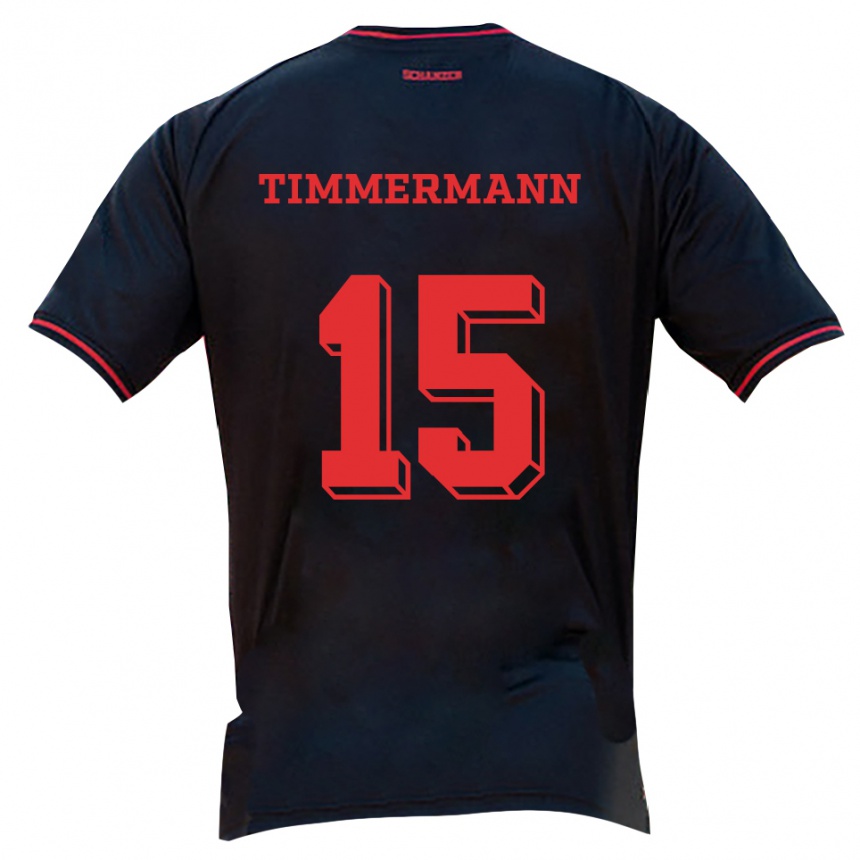 גברים כדורגל אינה-מריה טימרמן #15 שחור אדום לבן הרחק ג'רזי 2025/26