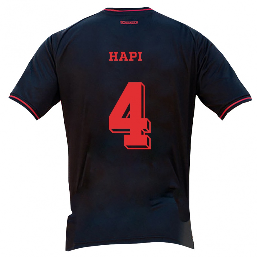גברים כדורגל Faris Hapi #4 שחור אדום לבן הרחק ג'רזי 2025/26