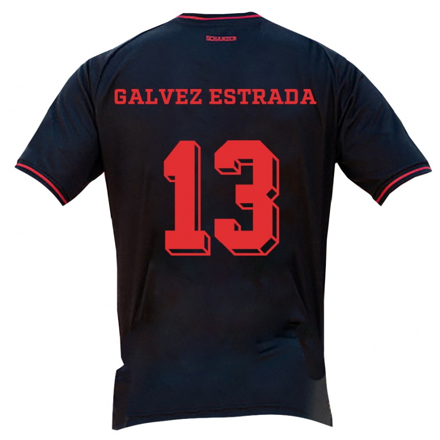 גברים כדורגל לריסה גאלווס-אסטרדה #13 שחור אדום לבן הרחק ג'רזי 2025/26