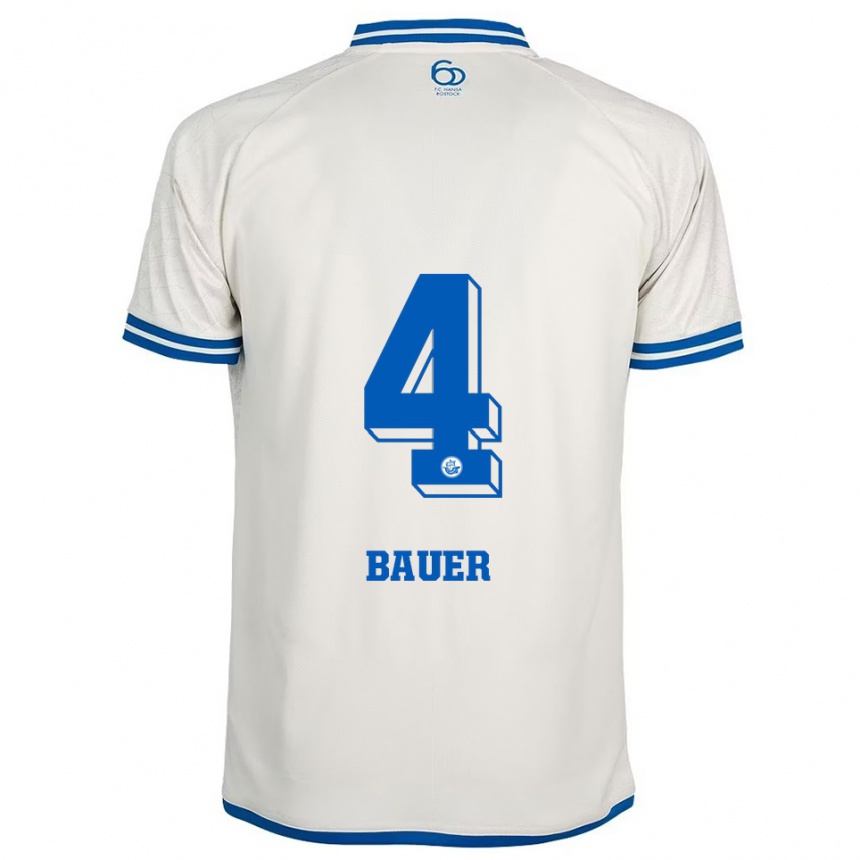 גברים כדורגל Richard Bauer #4 לבן כחול הרחק ג'רזי 2025/26