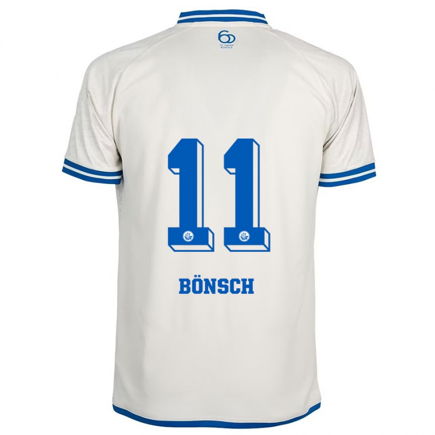 גברים כדורגל Mette Bönsch #11 לבן כחול הרחק ג'רזי 2025/26