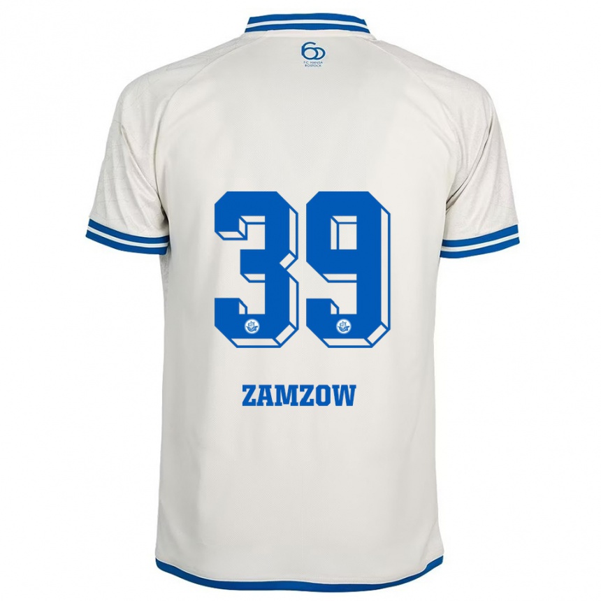 גברים כדורגל קלאס לאון זאמזוב #39 לבן כחול הרחק ג'רזי 2025/26