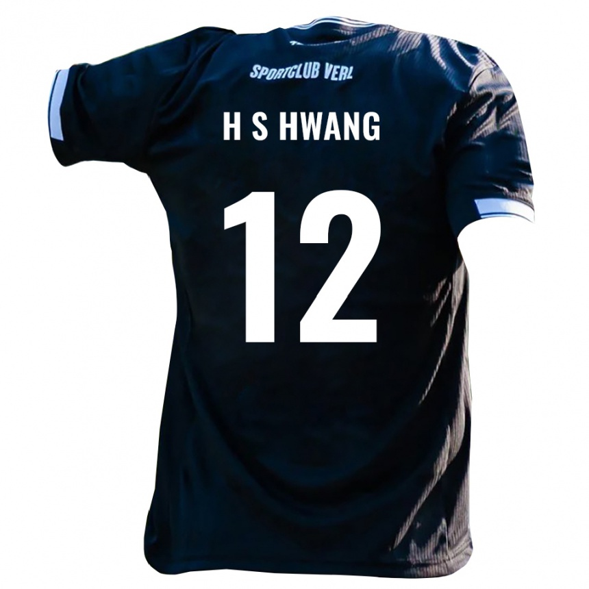 גברים כדורגל Seung-Ho Hwang #12 שחור לבן הרחק ג'רזי 2025/26