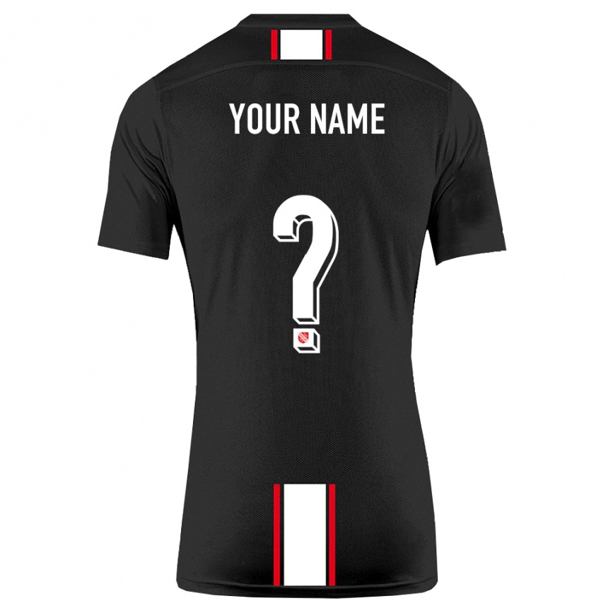 גברים כדורגל השם שלך #0 שחור לבן הרחק ג'רזי 2025/26