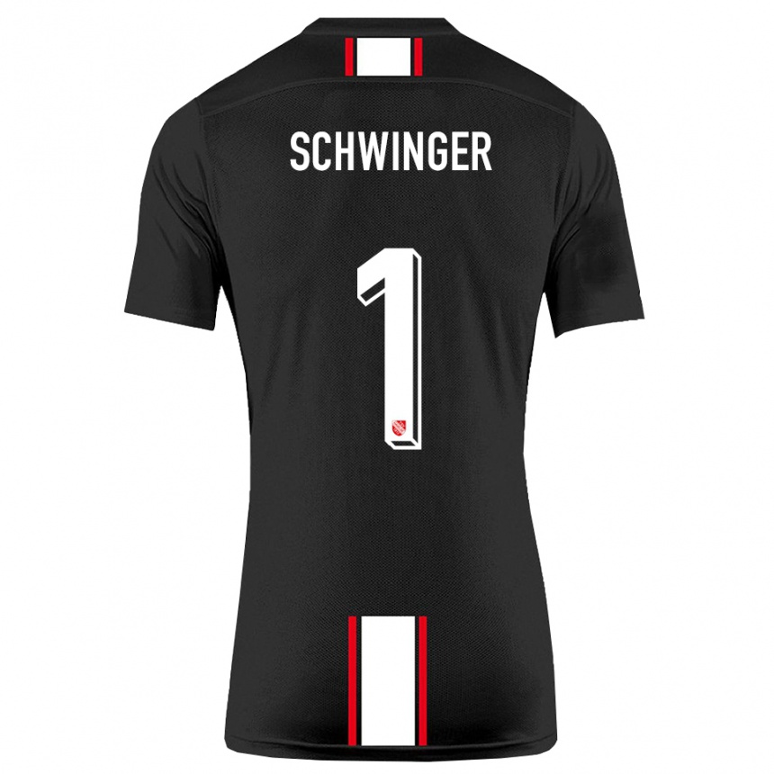 גברים כדורגל Holm Schwinger #1 שחור לבן הרחק ג'רזי 2025/26