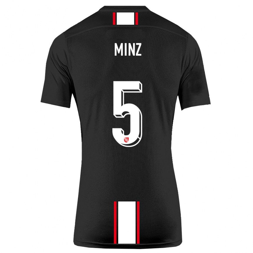 גברים כדורגל דומיניק מינץ #5 שחור לבן הרחק ג'רזי 2025/26