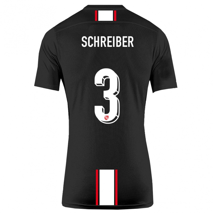 גברים כדורגל דוד שרייבר #3 שחור לבן הרחק ג'רזי 2025/26