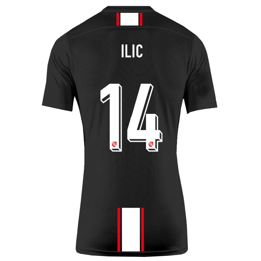 גברים כדורגל מרקו איליץ' #14 שחור לבן הרחק ג'רזי 2025/26