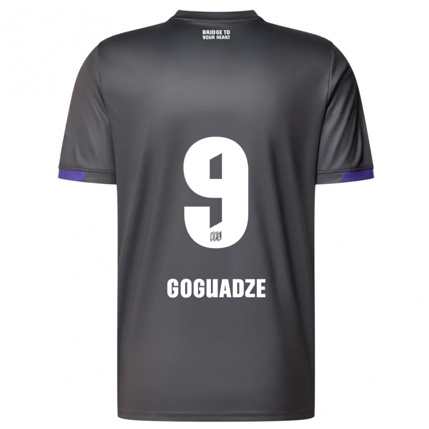 גברים כדורגל Nikky Goguadze #9 אפור סגול הרחק ג'רזי 2025/26