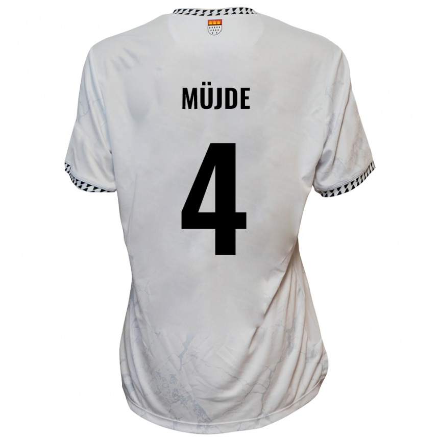 גברים כדורגל Semih Müjde #4 לבן שחור הרחק ג'רזי 2025/26