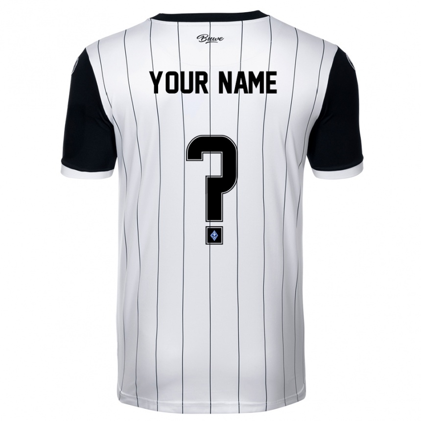 גברים כדורגל השם שלך #0 לבן שחור הרחק ג'רזי 2025/26