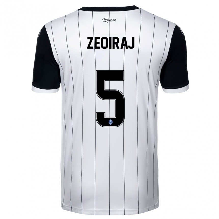 גברים כדורגל Arlind Zeqiraj #5 לבן שחור הרחק ג'רזי 2025/26