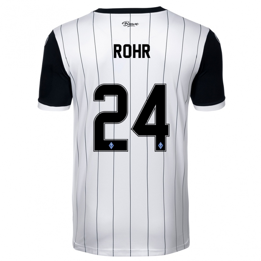 גברים כדורגל Elijah Rohr #24 לבן שחור הרחק ג'רזי 2025/26