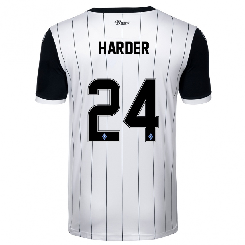 גברים כדורגל Constantin Harder #24 לבן שחור הרחק ג'רזי 2025/26