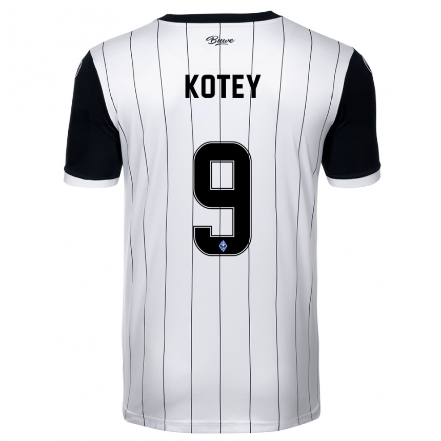 גברים כדורגל Britmon Kotey #9 לבן שחור הרחק ג'רזי 2025/26