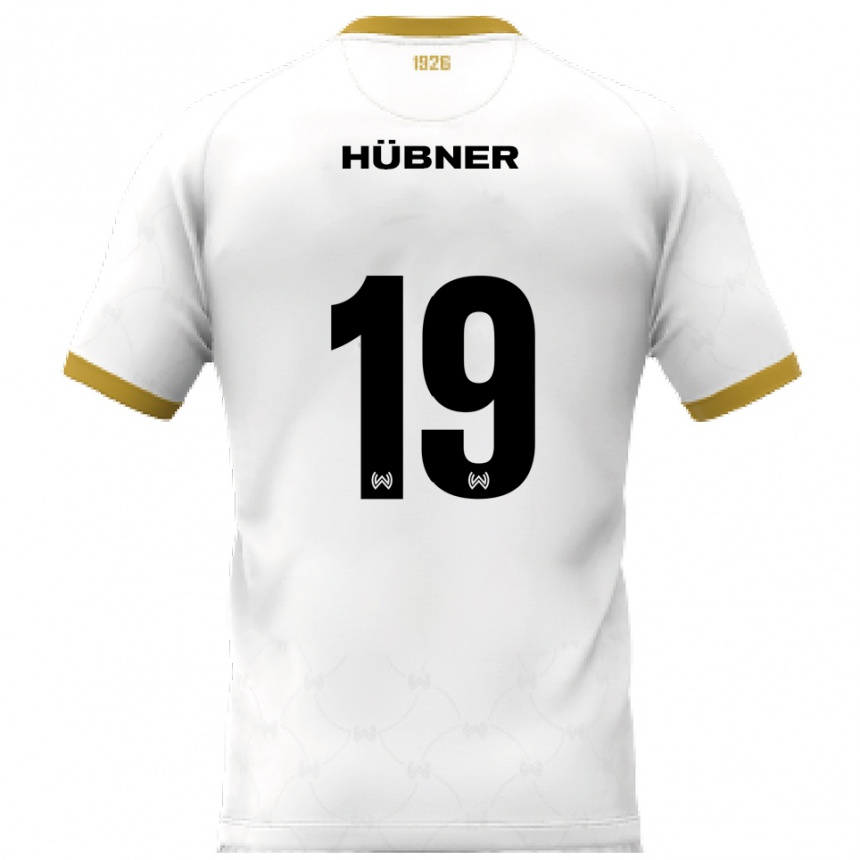 גברים כדורגל Florian Hübner #19 לבן זהב הרחק ג'רזי 2025/26